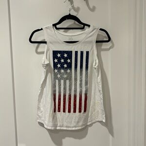 Junior’s Justice size 14/16 Glittery Red White & Blue Flag Tank Top